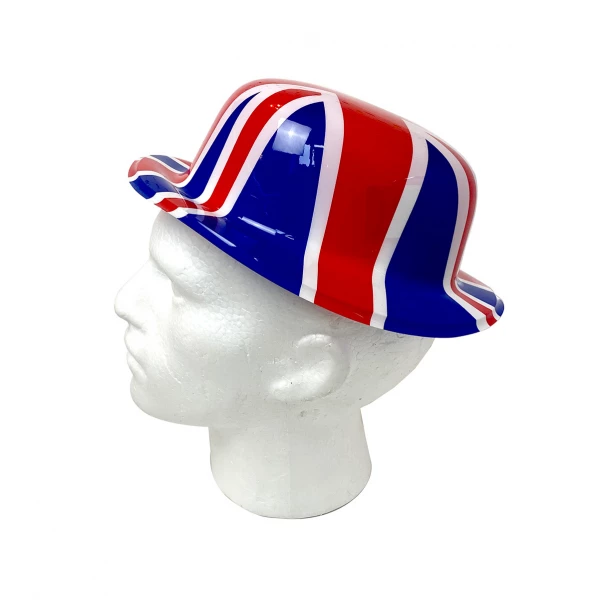 Union Jack British Plastic Bowler Hat - Choose Qty - Image 2