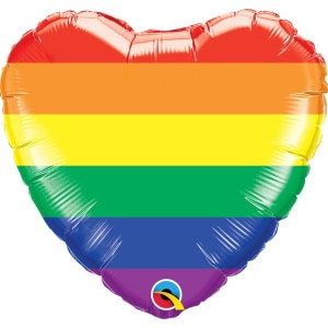 Rainbow Stripes Heart Shaped Foil Balloon - 46cm