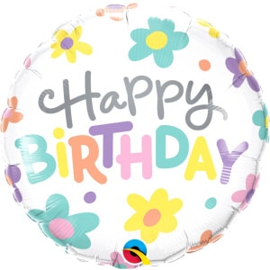 Cartoon Daisies "Happy Birthday" Foil Balloon - 46cm