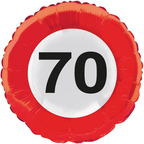 70th Birthday Traffic Sign Foil Balloon - 45cm