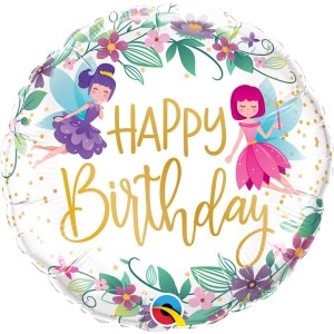 Fairies & Wild Flowers "Happy Birthday" Foil Balloon - 46cm