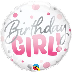 Pink Spotted "Birthday Girl" Foil Balloon - 46cm