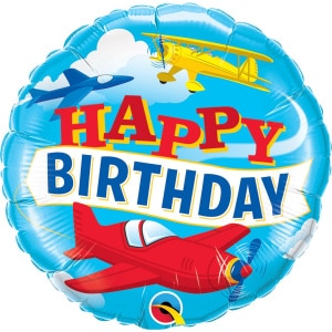 Flying Airplanes "Happy Birthday" Foil Balloon - 46cm