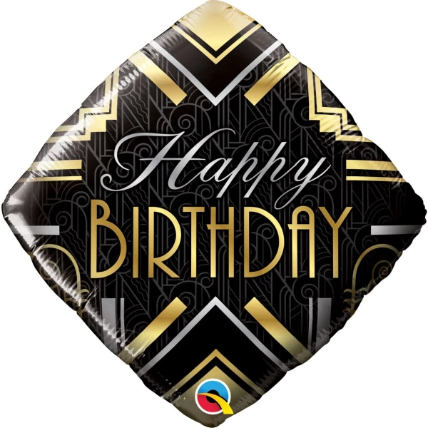 Great Gatsby "Happy Birthday" Art Deco Foil Balloon - 46cm