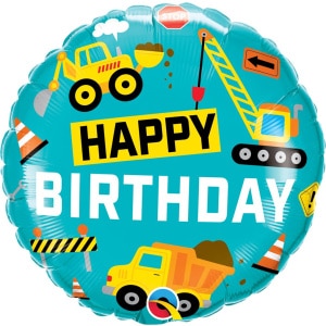 Diggers & Trucks "Happy Birthday" Foil Balloon - 46cm