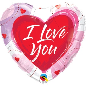 Brushed Hearts "I Love You" Heart Shaped Foil Balloon - 46cm