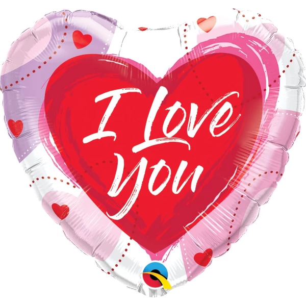 Brushed Hearts "I Love You" Heart Shaped Foil Balloon - 46cm