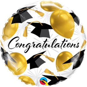 Graduation Mortar Boards "Congratulations" Foil Balloon - 46cm
