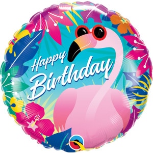 Tropical Summer Flamingo "Happy Birthday" Foil Balloon - 46cm