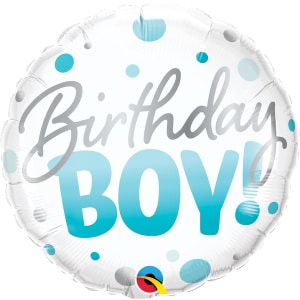 Blue Spotted "Birthday Boy" Foil Balloon - 46cm