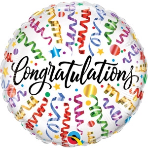 Multicoloured Streamers "Congratulations" Foil Balloon - 46cm