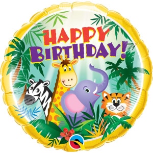 Jungle Friends "Happy Birthday" Foil Balloon - 46cm