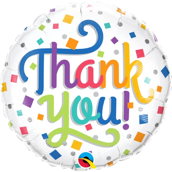 Colourful Confetti "Thank You" Foil Balloon - 46cm
