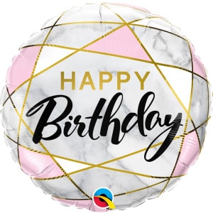 Marble Triangles "Happy Birthday" Foil Balloon - 46cm
