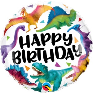 Colorful Dinosaurs "Happy Birthday" Foil Balloon - 46cm