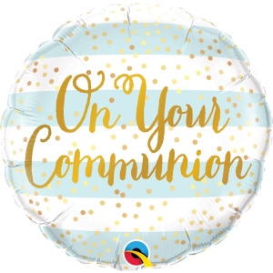 Blue & Gold "On Your Communion" Foil Balloon - 46cm