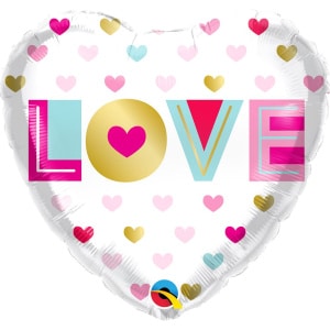 Metallic Hearts "Love" Heart Shaped Foil Balloon - 46cm