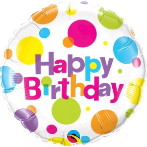 Big Colourful Polka Dots "Happy Birthday" Foil Balloon - 46cm
