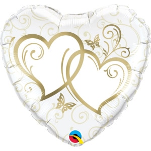Golden Entwined Hearts & Butterflies Heart Shaped Foil Balloon - 46cm