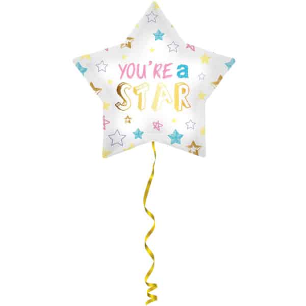 "You're a Star" Colourful Star Shaped Foil Balloon - 46cm