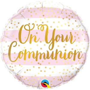 Pink & Gold "On Your Communion" Foil Balloon - 46cm