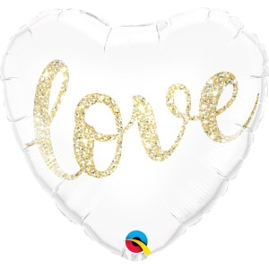 Glitter Gold "Love" Heart Shaped Foil Balloon - 46cm