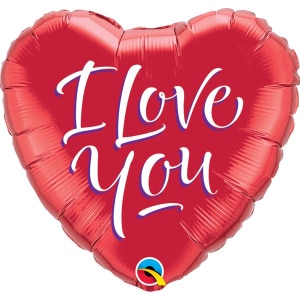 Modern "I Love You" Script Heart Shaped Foil Balloon - 46cm