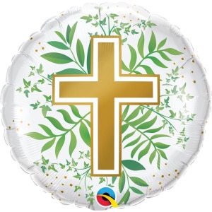 "Golden Cross & Olive Branches" Holy Communion Foil Balloon - 46cm