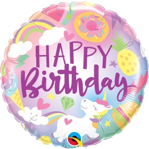 Pink Fantastical Cartoon Fun "Happy Birthday" Foil Balloon - 46cm