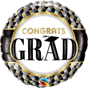 Black & Gold "Congrats Grad" Foil Balloon - 46cm