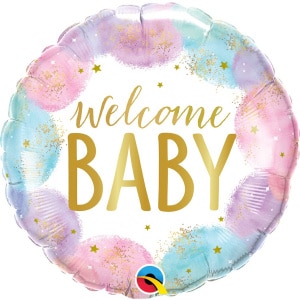 Watercolours "Welcome Baby" Foil Balloon - 46cm