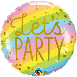 Rainbow Stripes"Let's Party" Foil Balloon - 46cm