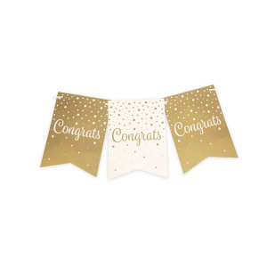 Gold & White "Congrats" Pennant Bunting - 6m