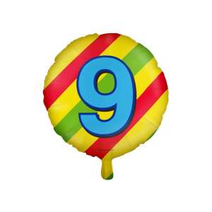 9th Birthday Colourful Patterns Foil Balloon - 46cm