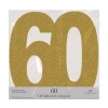 3D 60th Birthday Glitter Gold Table Decoration - 20cm x 20cm x 2.5cm