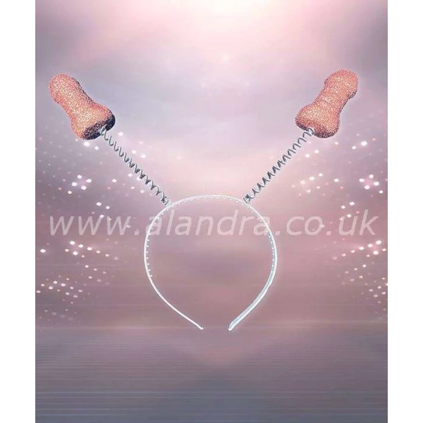 Hen Party Rose Gold Glitter Willy Headband Boppers
