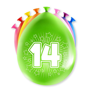 8 x 14th Birthday Colourful Deluxe Party Balloons - 30cm