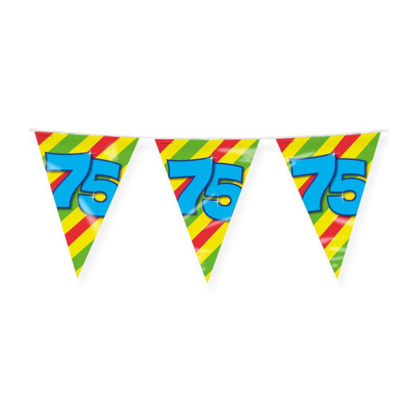75th Birthday Colourful Party Bunting - 10m