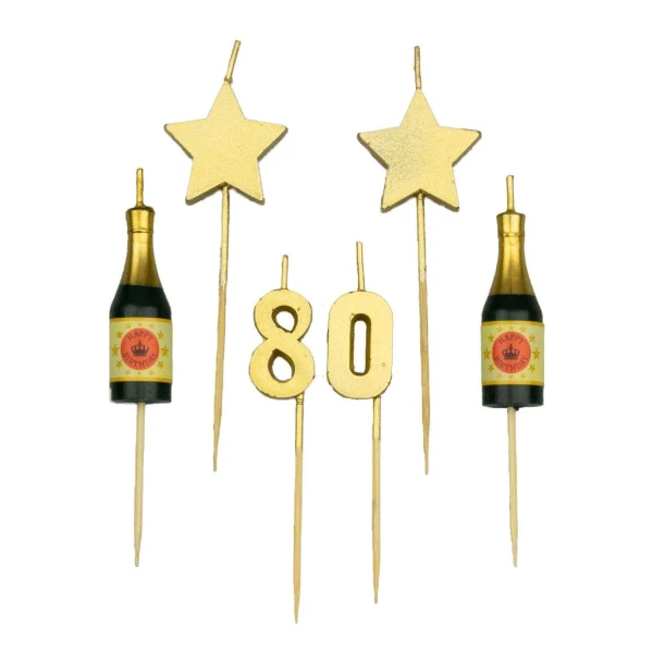80th Birthday Candles Champagne & Stars