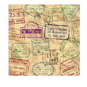 16 x Around the World Passport Stamps Party Napkins - 33cm