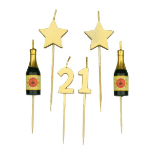 21st Birthday Candles Champagne & Stars
