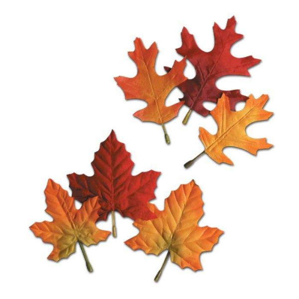 12 x Autumn Leaves Fabric Decorations - 11cm - 14cm