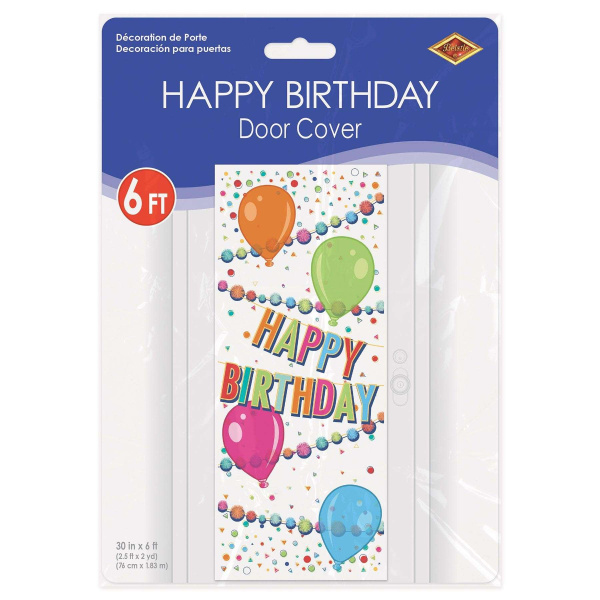 Colourful Birthday Balloons "Happy Birthday" Door Cover - 1.8m x 75cm