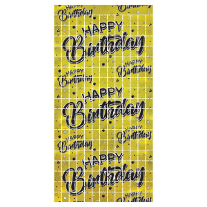 Metallic "Happy Birthday" Square Foil Curtain - 1.9m x 96cm
