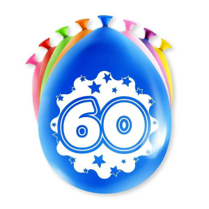 8 x 60th Birthday Colourful Deluxe Party Balloons - 30cm