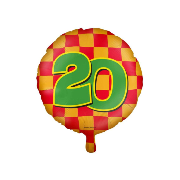 20th Birthday Colourful Patterns Foil Balloon - 46cm