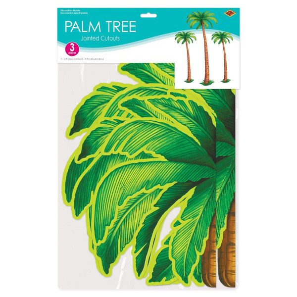 3 x Jointed Tropical Palm Tree Cutout Decorations - 1.2m - 1.8m
