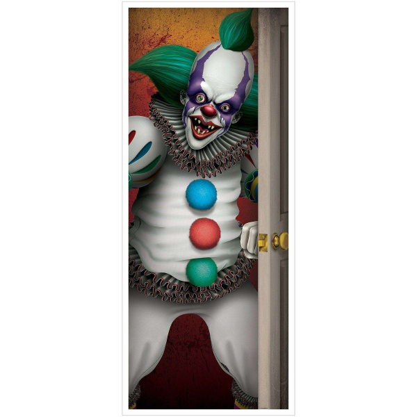 Creepy Clown Halloween Door Cover - 1.8m x 75cm