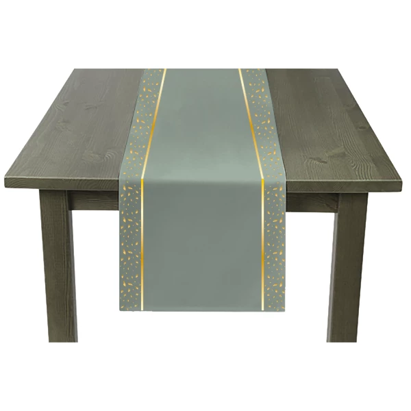 Golden Dawn Grey & Gold Table Runner - 2.4m x 35cm