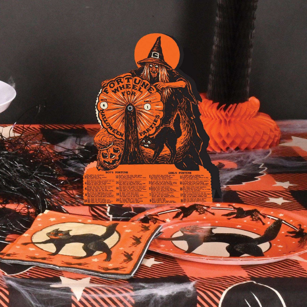 Vintage Halloween Witch's Fortune Wheel Party Game - 23cm x 15cm